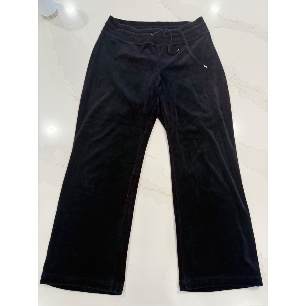 Jones New York Sport Lounge Pants Women Medium Black Excellent Velour Drawstring